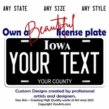 IOWA License Plate Blackout custom personalized YOUR TEXT Car Bike Key chain Tag