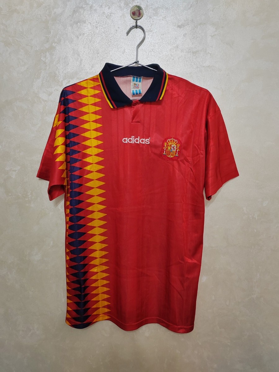 SPAIN NATIONAL TEAM 1994 1996 HOME FOOTBALL SHIRT ADIDAS CAMISETA