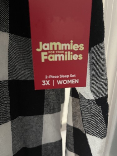 NEW Women's Jammies for Families ~ Plus Size 3X ~ Black Buffalo Plaid Pajama Set - 第 6/7 張圖片