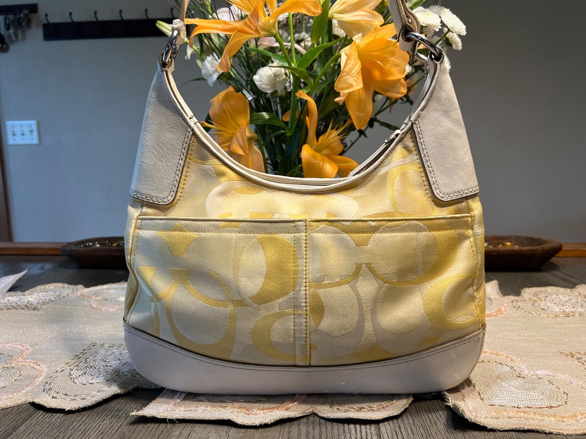 Coach Hampton Hobo Signature Ivory Logo Shoulder Hobo