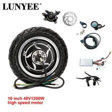 10 inch Hub Motor Kit Ebike Scooter 48V1200W Gearless Electric Motorcycle Wheel