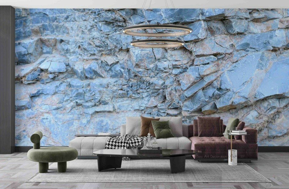 3D Blue Rock Wallpaper Wall Mural Removable Selfadhesive 698 eBay