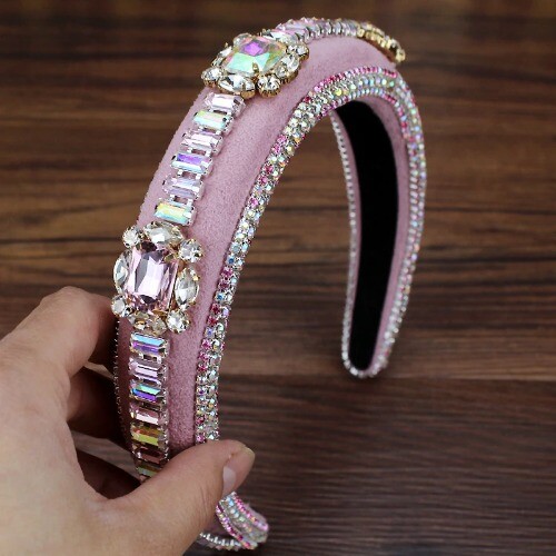 Pink Crystal Princess Padded Headbands Rhinestone Hairbands Hair Jewelry Girls - Imagen 21 de 25