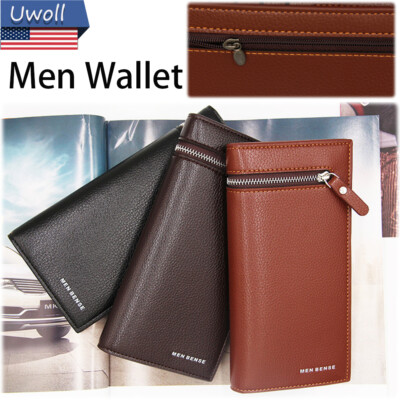 Mens Leather Wallet Credit ID Cards Holder Bifold Wallets Slim Clutch Cash Pouch