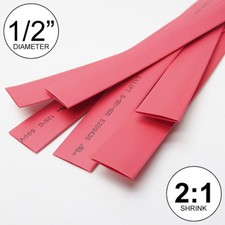 1/2" ID Red Heat Shrink Tube 2:1 ratio 0.5" 5x24" 10 ft inch/feet/to 13mm