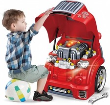 Interactive Red Truck Engine Toy with Lights  Sounds - Educational Fun for Kids