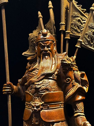 BY074 - 20 CM Tall Carved Boxwood Figurine Carving - Guan Yu Guan Gong Warrior - 第 7/9 張圖片