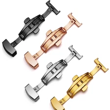 16mm 18mm 20mm 22mm Stainless Steel Deployment Buckle Watch Band Butterfly Clasp