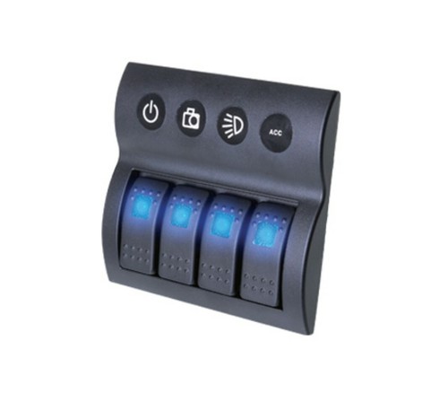 Four Way Rocker Switch 4 WAY ROCKER SWITCH PANEL 12/24V BLUE LED DISPLAY with Fuses and 40 ...