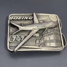 Vintage Pewter 1982 BOEING 767 Aircraft Commemorative Belt Buckle - SISKIYOU