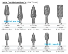 Meta BesQual Dental Laboratory Lathe Carbide Burs Fine Cut 1/4" Shank