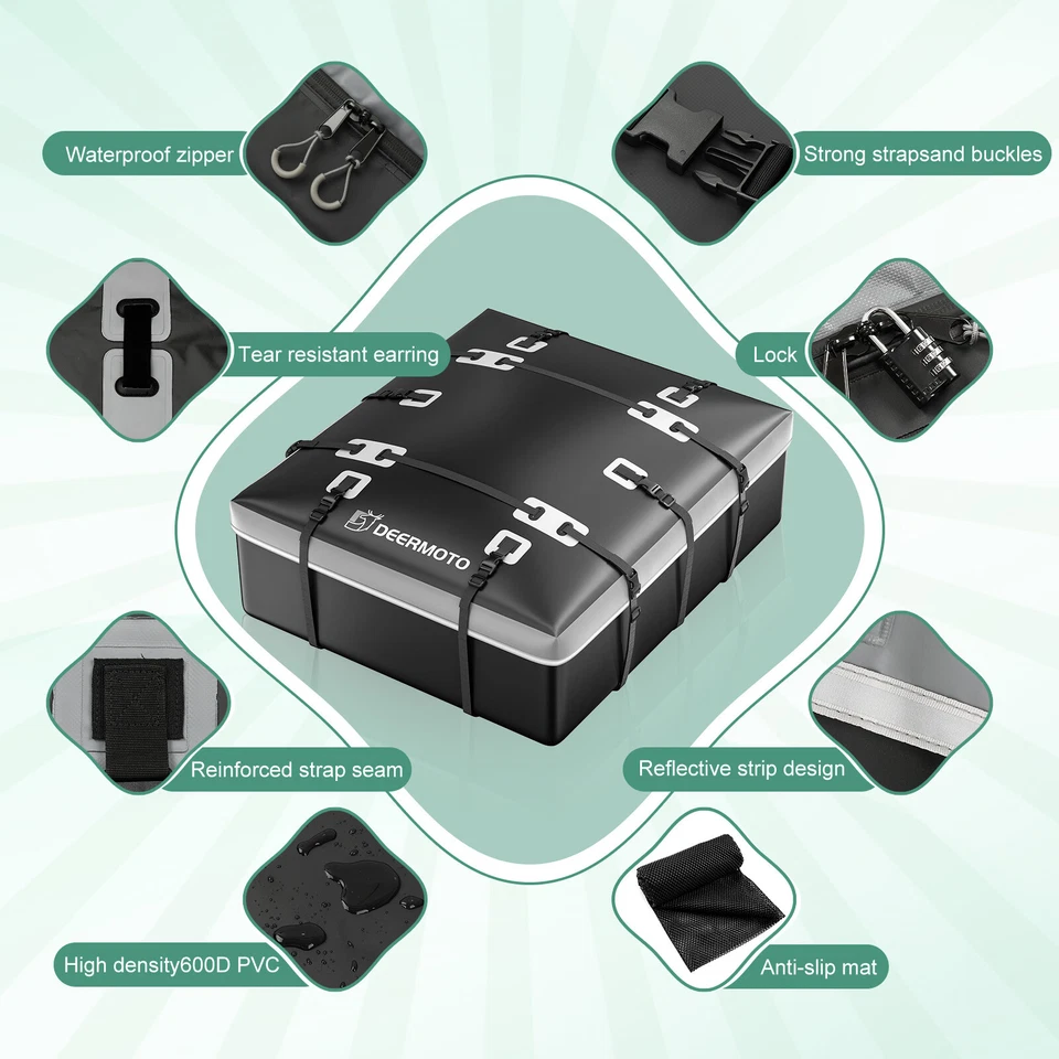 For Nissan Xterra 2000-2015 20 Cubic Roof Top Cargo Bag Rack Carrier Travel Bag Foto 4 de 4