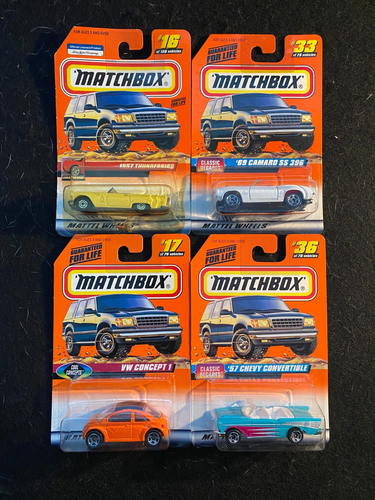 1998 Mattel Wheels Matchbox 57 Chevy Convt, 57 Thunderbird, 69 Camaro SS & more