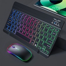 Wireless Bluetooth Backlit Keyboard&Cordless Mouse For ipad Android Tablet PC