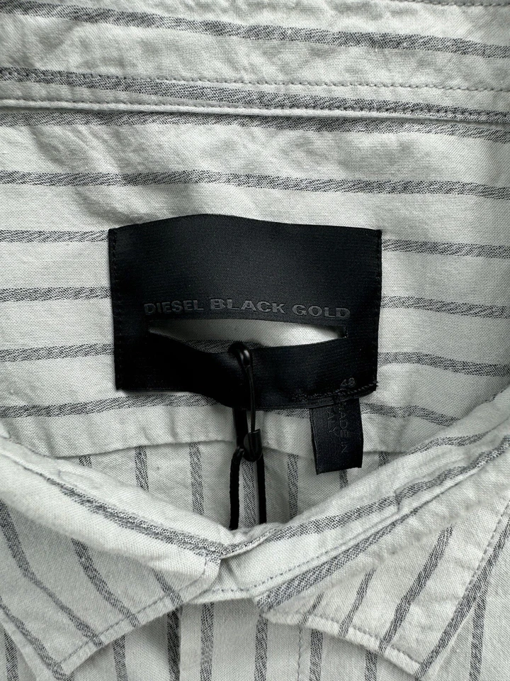 Diesel Black Gold Mens Dress Shirt Sz 48 Large Sastre Patch Long Sleeve Italian - Изображение 4 из 4