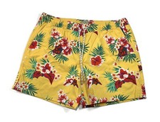 J Crew 6" Board Shorts Mens Large Yellow Floral Hawaiian Print New NWT Lined