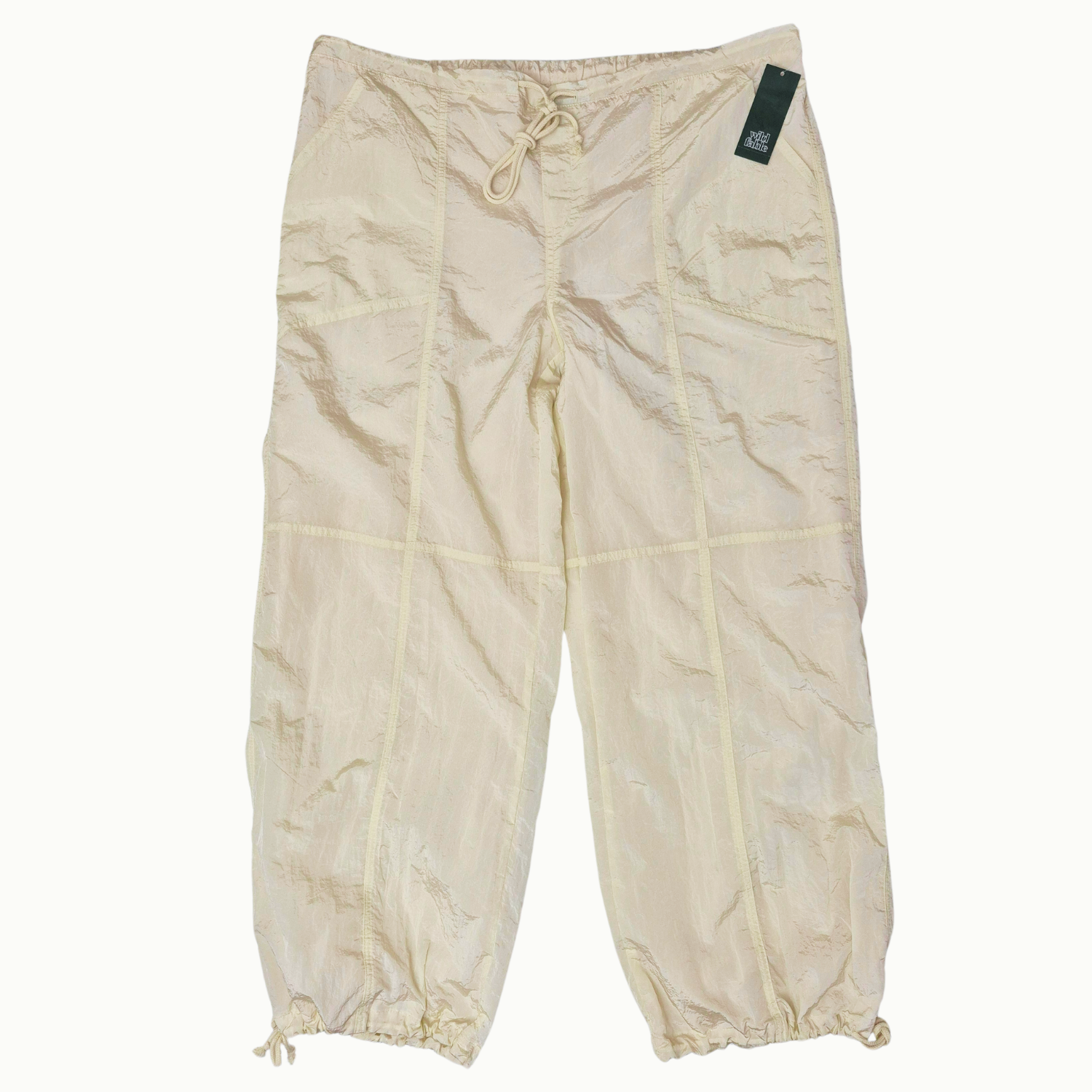 Wild Fable Women's High Rise Wide Leg Parachute Pants Light Beige 2XL - NWT
