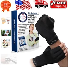 Multi-Use Copper Arthritis Gloves for Men & Women - Open Finger Comfort, Medium