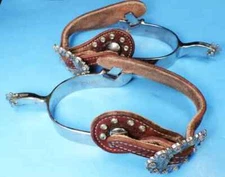pair MYLERS TOKLAT (J-17) SPURS + TOOLED LEATHER STRAPS