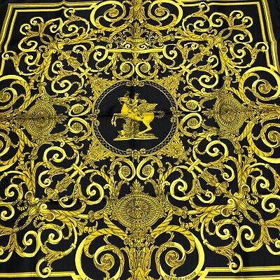 HERMES Silk Scarf LES TUILERIES 90 Carre Rarely Used France HERMES Silk Scarf LES TUILERIES 90 Carre Rarely Used France