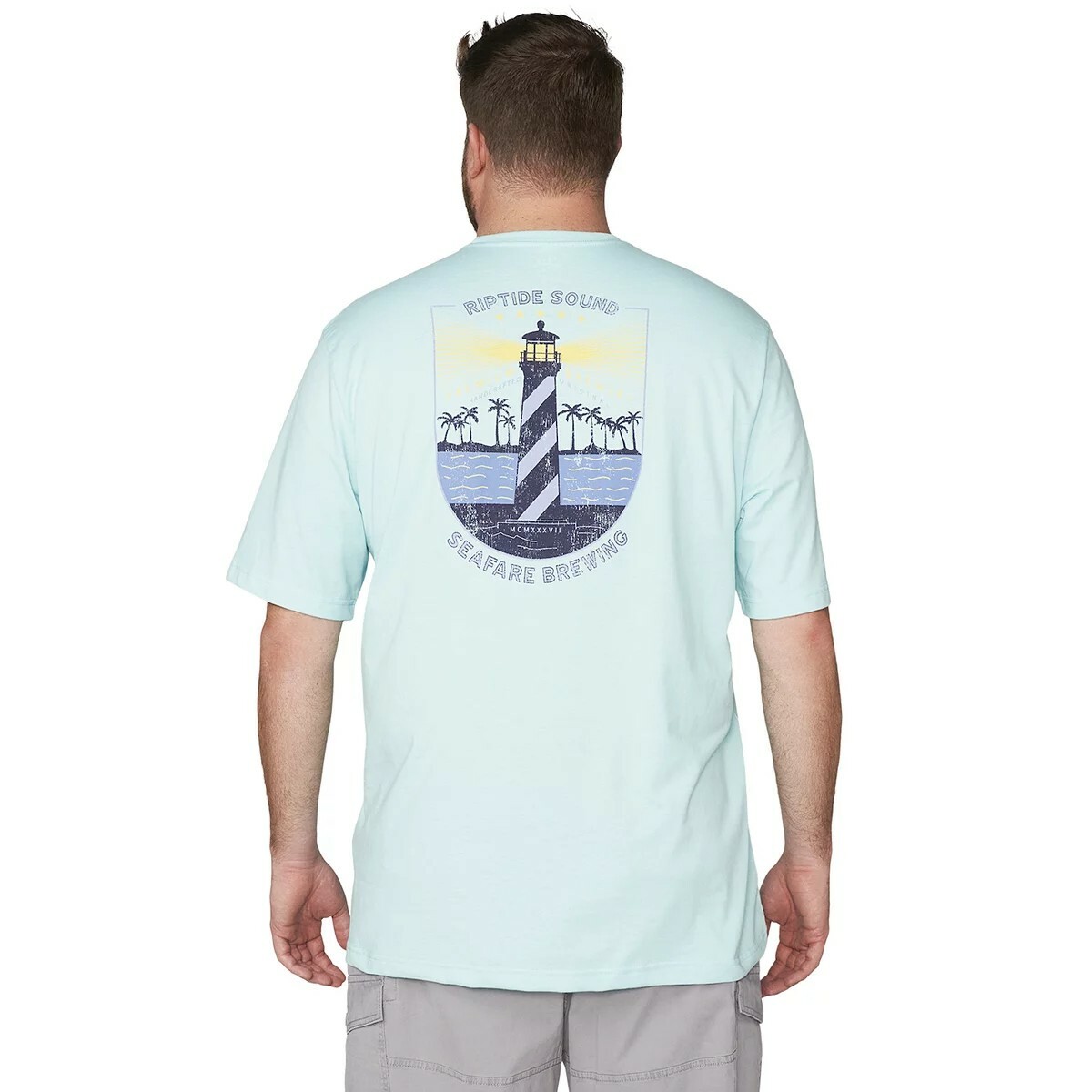T-shirt IZOD Jeans Marron – Motif Shark Club Bière Plage – Taille M Coton