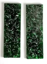 2 pcs. Raffir  .250 " Green Spikey Knife Handle Material Scales 1.7" x 5.7"