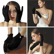 Petal Pearl Bow Mesh Wedding Dress Gloves Versatile Photo Accessories Short