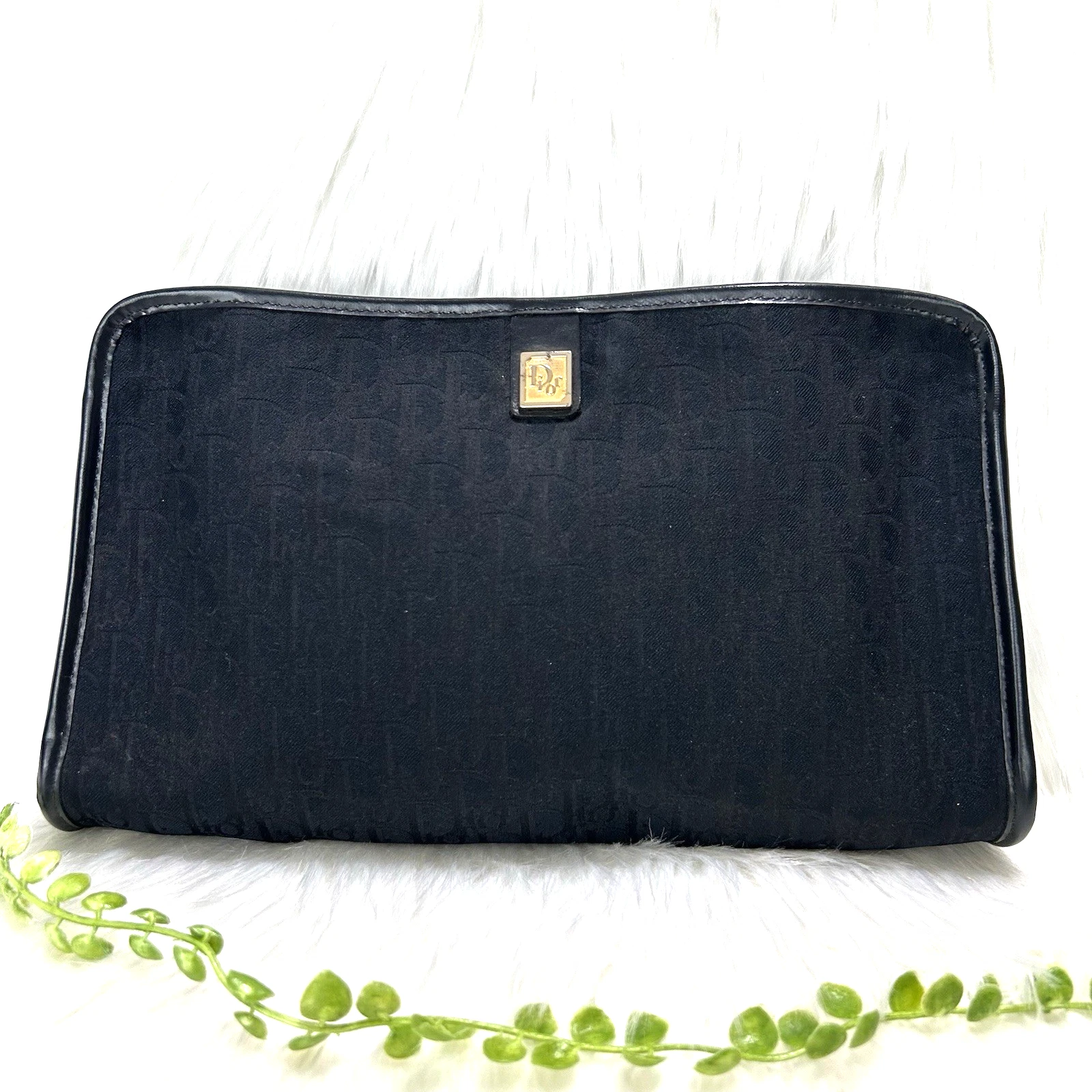 Sac pochette trotteur Christian Dior toile noire