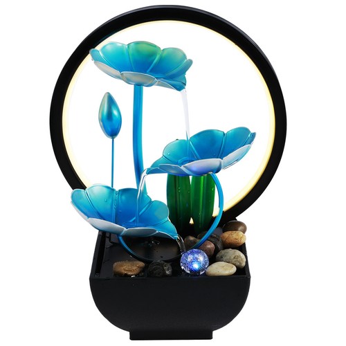 Tabletop Fountain 3-Tiers Water Lily Leaf Small Waterfall Fountains Indoor leEJq - Picture 18 of 22