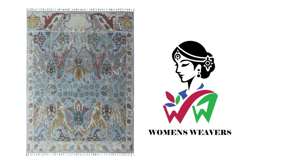 Alfombras tradicionales de lana Ikat blancas hechas a mano sin aranceles ni aranceles Foto 2 de 4