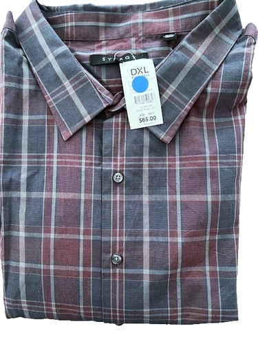 Synrgy Big & Tall Mens Sz 5X Long Roll Sleeve Plaid Shirt New with Tag