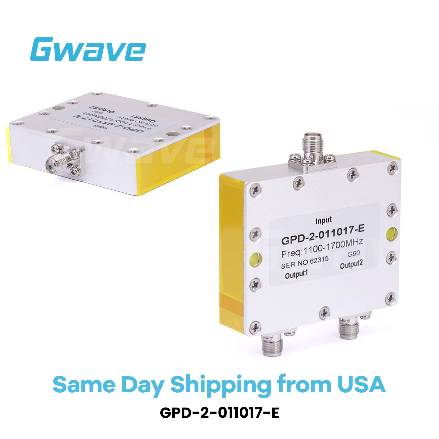 2-Way SMA Power Divider, One Output with DC Block (1.1 GHz to 1.7 GHz @ 30Watts)