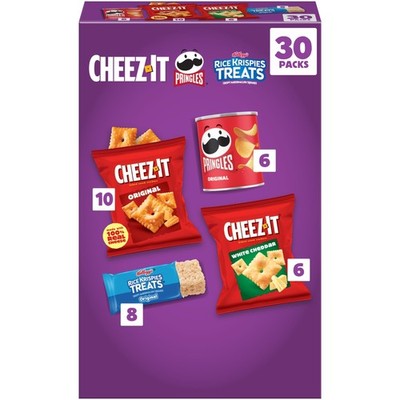 Cheez-It, Pringles & Rice Krispies Treats Snacks Mega Variety Pack, 30.1oz Bo...