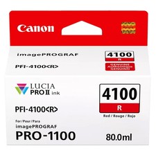 Canon PFI-4100 80ml Pigment Ink Tank for imagePROGRAF PRO-1100 Printer, Red
