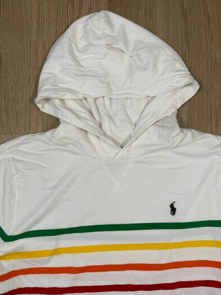 Camisa Ralph Lauren Polo Algodón Manga Larga con Capucha, Talla XL (18-20) Arco Iris Niños Foto 4 de 4