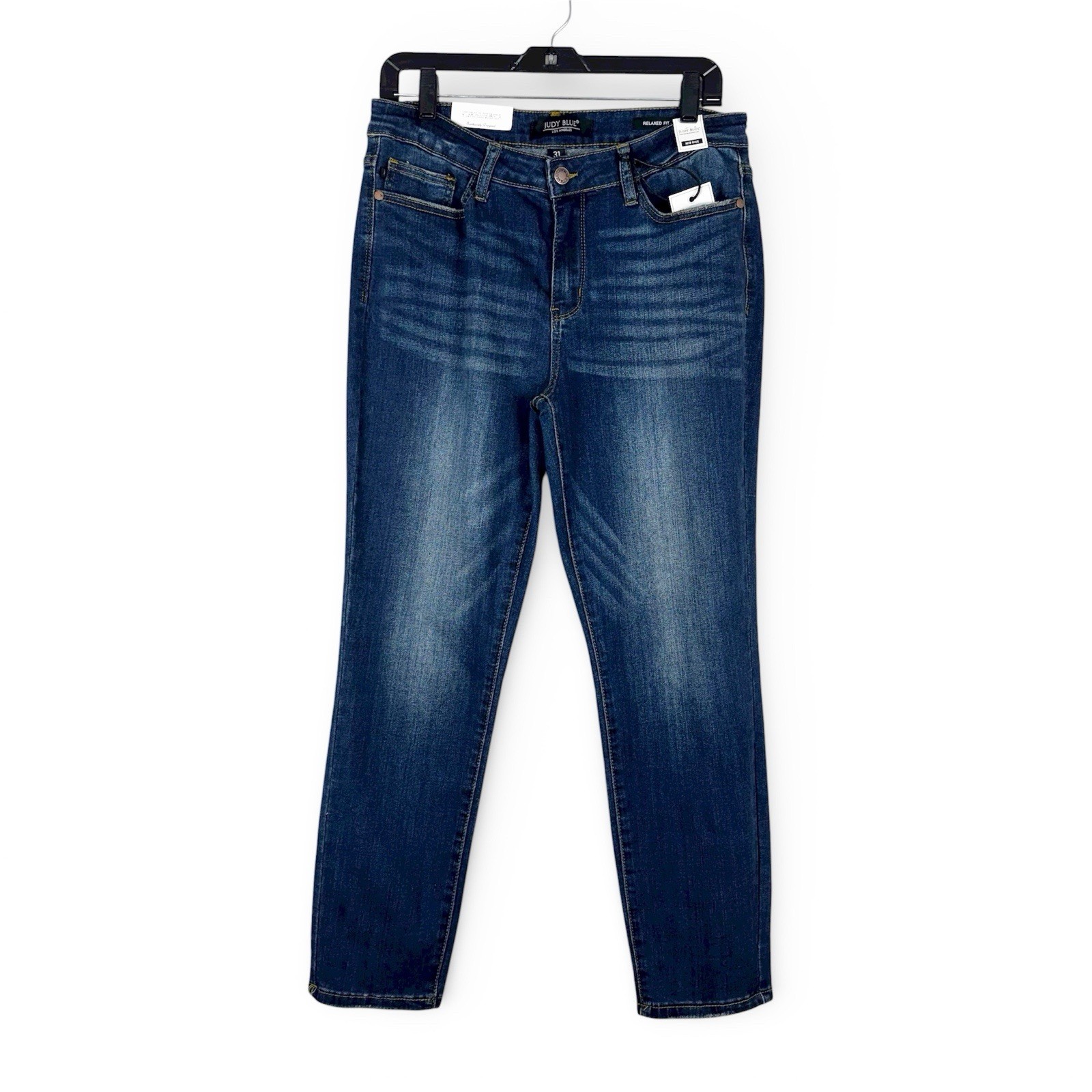 Judy Blue Women's Mid-Rise Relaxed Fit Jeans Size 31 Dark Blue