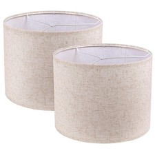 Lamp Shades Set of 2, Beige Linen Lampshade, 13" Top X 13" Bottom X 10" High,...