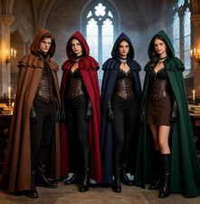 Unisex Medieval Hooded Cloak Renaissance Cape Halloween Cosplay Costume 5 Colors