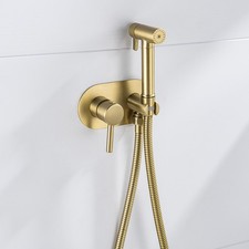 Brushed Gold 2 Ways Toilet Bidet Sprayer Set with Hot and Cold Mixing Valve Kit