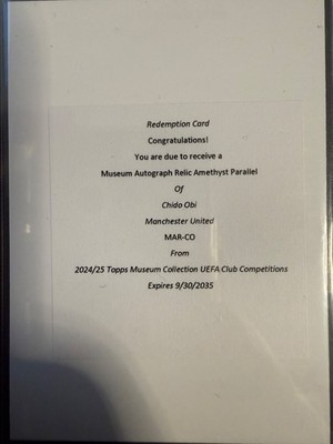 Topps Museum Collection 2024/25 Chido Obi /99 Auto Relic Redemption Card RC