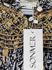 SONMER Black,Gold,White Floral Sz. XL Women’s Dress New