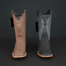 MEN'S RODEO PYTHON PRINT WESTERN RANCH SQUARE TOE PREMIUM QUALITY RANCHO BOTAS