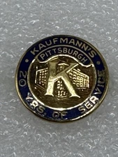 KAUFMAN PITTSBURGH 10K GOLD VINTAGE 20 YEAR SERVICE PIN AWARD 15mm
