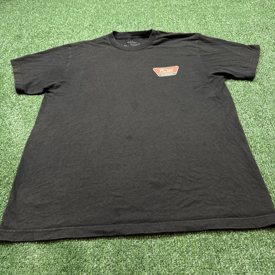 Camiseta gráfica Brixton para hombre talla M negra manga corta ropa de calle skateboading Foto 4 de 4