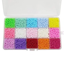 T 3000pcs 1 Box 15 Colors Round Imitation Pearls Bead No Hole Solid Loose Beads
