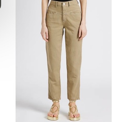 CLOSED Petal Pushers Designer High Waisted Brown Straight Leg Minimalist Jeans 