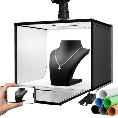 16''x12'' Photo Light Box - 24W Dimmable Studio Tent with 6 Backdrops for Products