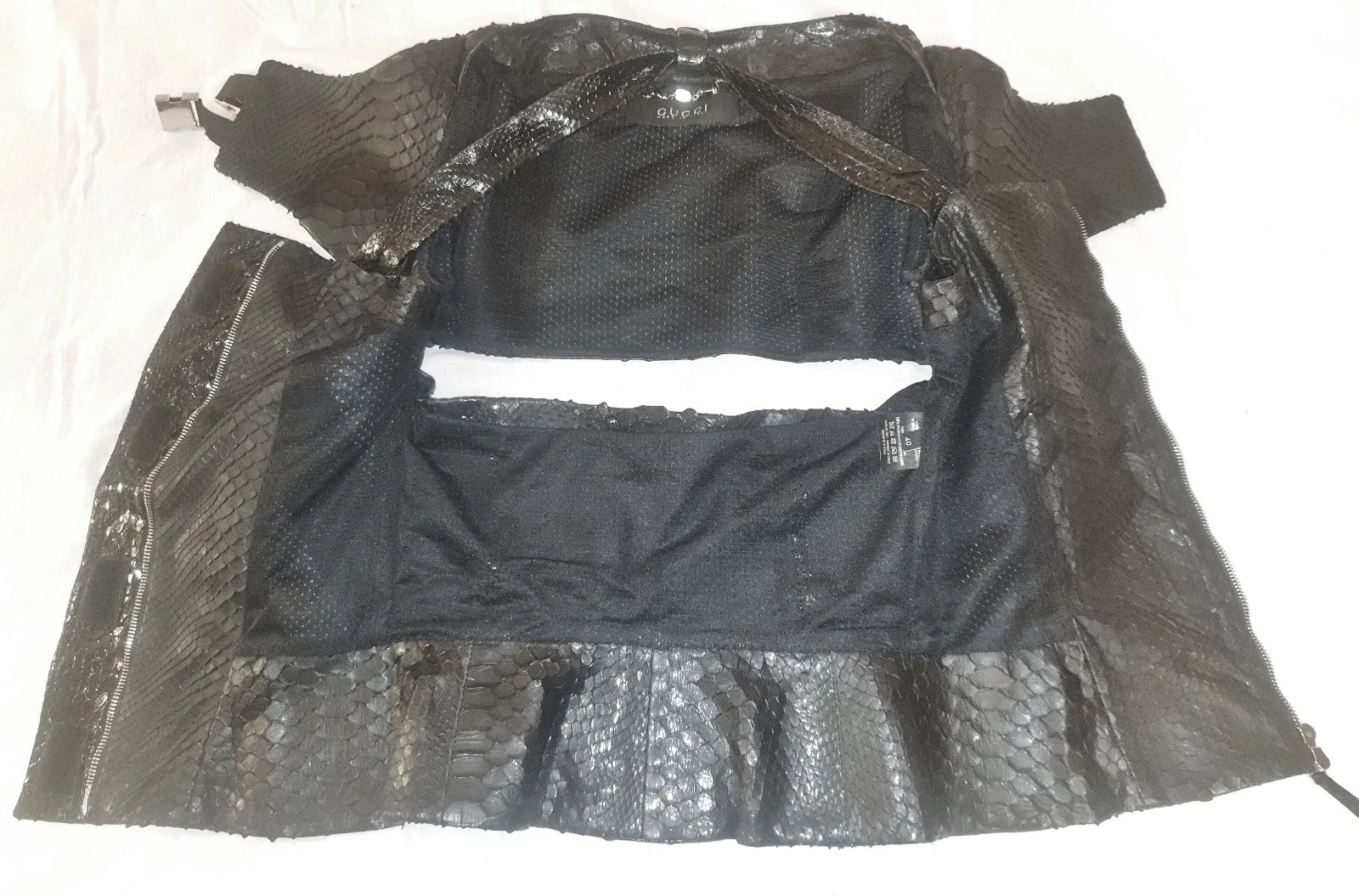 GUCCI ~ RARA pelle di serpente vera PYTHON 2 in 1 top giacca nera taglia: S * AUTENTICA