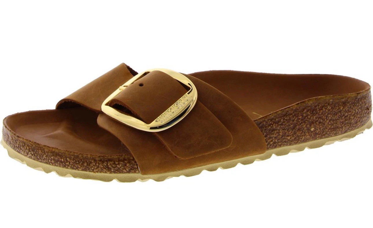 Birkenstock Womens Tan Leather Slide Sandals Shoes 36 Narrow (AA,N) BHFO 3205