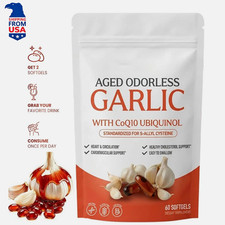 600mg Resilia Garlic Extract Softgels 60ct Odorless Aged Garlic Extra with CoQ10
